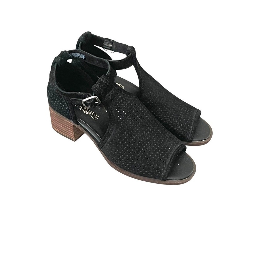 Koolaburra by UGG Black Suede  Ankle Strap Block Heel Sandals Women's Size 6